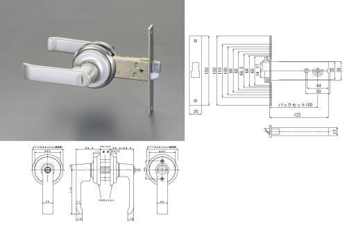 レバーハンドル間仕切錠(取替用) 25-40mm/100mm EA951KB-23 4548745605204【別送品】