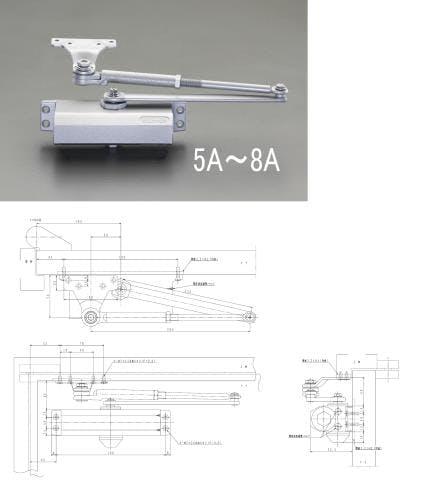 日本ドアーチェック製造(NEWSTAR) ドアクローザー(パラレル型/シルバー) 45kg以下 EA951LD-6A 4548745606560【別送品】