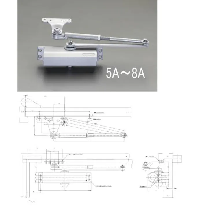日本ドアーチェック製造(NEWSTAR) 85kg以下 ドアクローザー(パラレル型/シルバー) ドア用 4548745606799 EA951LD-8A(CDC)【別送品】