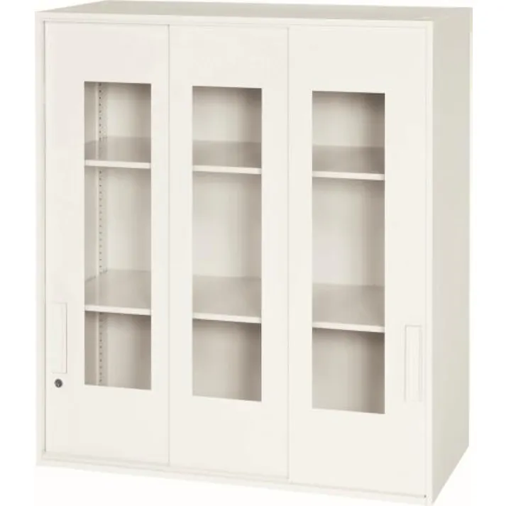 ダイシン工業 900x400x1030mm 収納庫(3枚引き戸/アクリル戸) オフィス家具 4550061387146 EA954DH-17(CDC)【別送品】