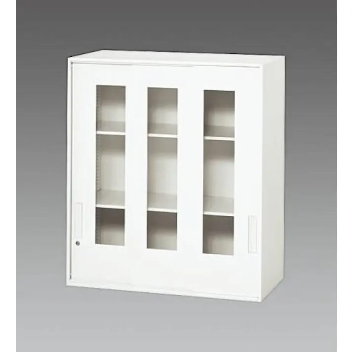 ダイシン工業 900x450x1030mm 収納庫(3枚引き戸/アクリル戸) オフィス家具 4548745658224 EA954DJ-17(CDC)【別送品】