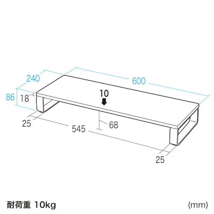 サンワサプライ 600x200x80mm モニタースタンド(電源タップ/USBハブ付 オフィス家具 4550061965078 EA954HC(CDC)【別送品】