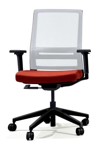 アイリスチトセ ビジネスチェアー(肘付/グレー/レッド) EA956XA-208 4550061390047【別送品】