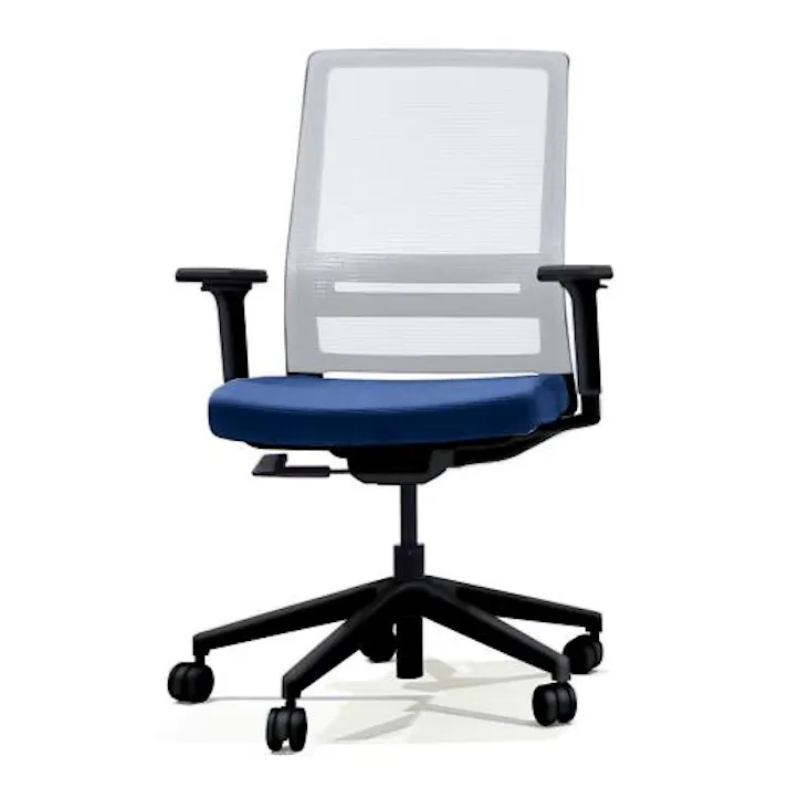 アイリスチトセ ビジネスチェアー(肘付/グレー/ブルー) EA956XA-209 4550061390054【別送品】