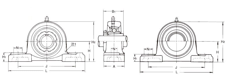旭精工 UKP206/ 25mm ピロー形ユニット(テーパー穴形