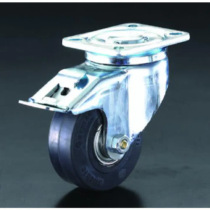 ESCO 100mm キャスター(自在金具・後輪ブレーキ付) 運搬車用キャスター(Blickle) 4518340794528 EA986HJ-1(CDC)【別送品】