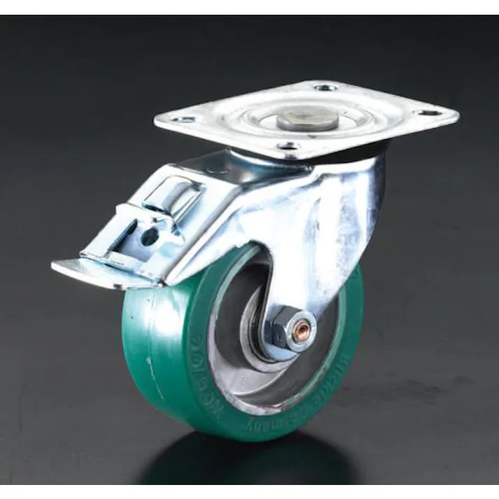 ESCO 200mm キャスター(自在金具・後輪ブレーキ付) 運搬車用キャスター(Blickle) 4518340794757 EA986JK-4(CDC)【別送品】