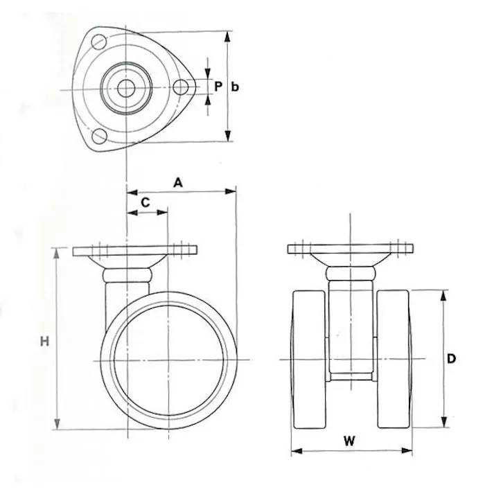 東信製作所(トーシン) 60mm キャスター(ツインホイール) 家具用キャスター 4548745903515 EA986TG-3(CDC)【別送品】