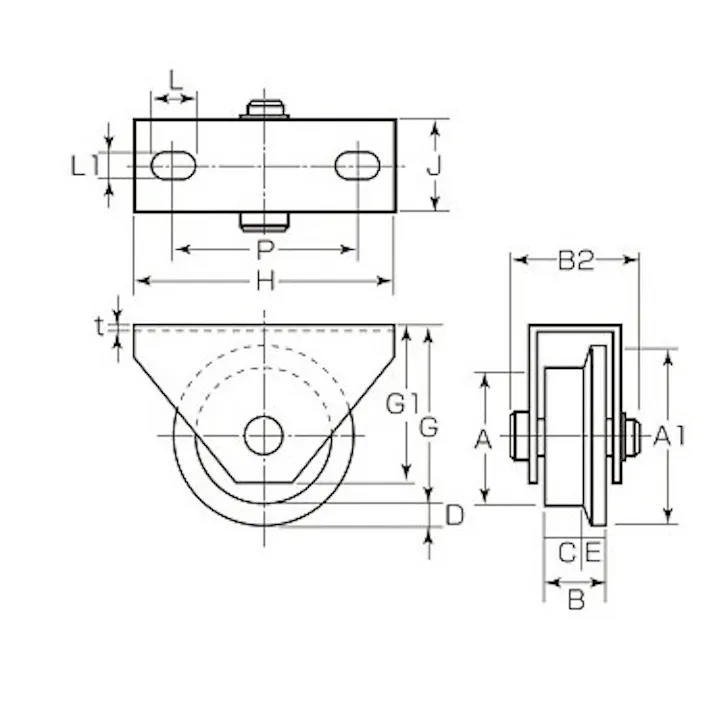 戸車(レール用・重量用) 75mm/650kg EA986VH-75 4548745566697【別送品】