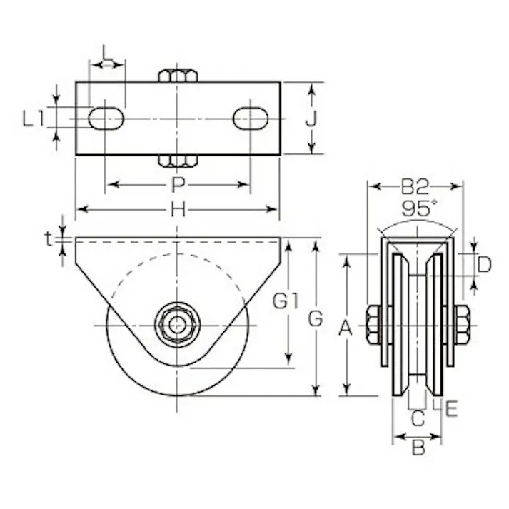 戸車[V型・重量用・ステンレス製) 50mm/400kg EA986VK-50 4548745574777【別送品】