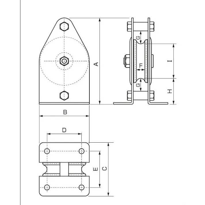 スリーエッチ 縦型固定滑車(1車/ベアリング) 50mm/125kg EA987HS-13 4550061396254【別送品】