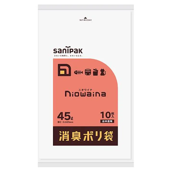 日本サニパック 650x800mm/45L ポリ袋(半透明/消臭/10枚) 洗面・バス・トイレ用備品・消耗品・エチケット商品 4550061873229 EA995AD-358(CDC)【別送品】