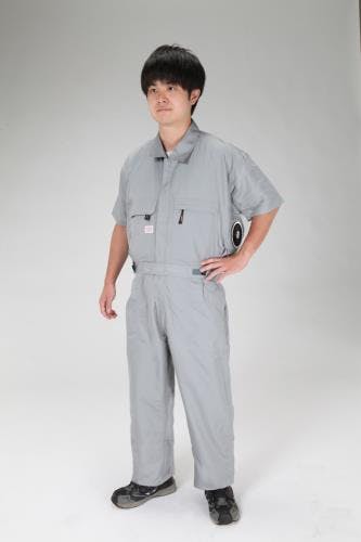 空調継ぎ作業服(送風ファン付/半袖グレー) [L] EA996AM-112 4550061301258【別送品】
