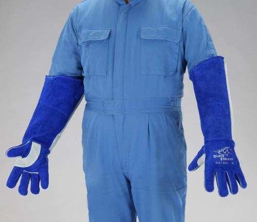 溶接用ロング革手袋(牛革) [M] EA353AT-101 4550061146224【別送品】