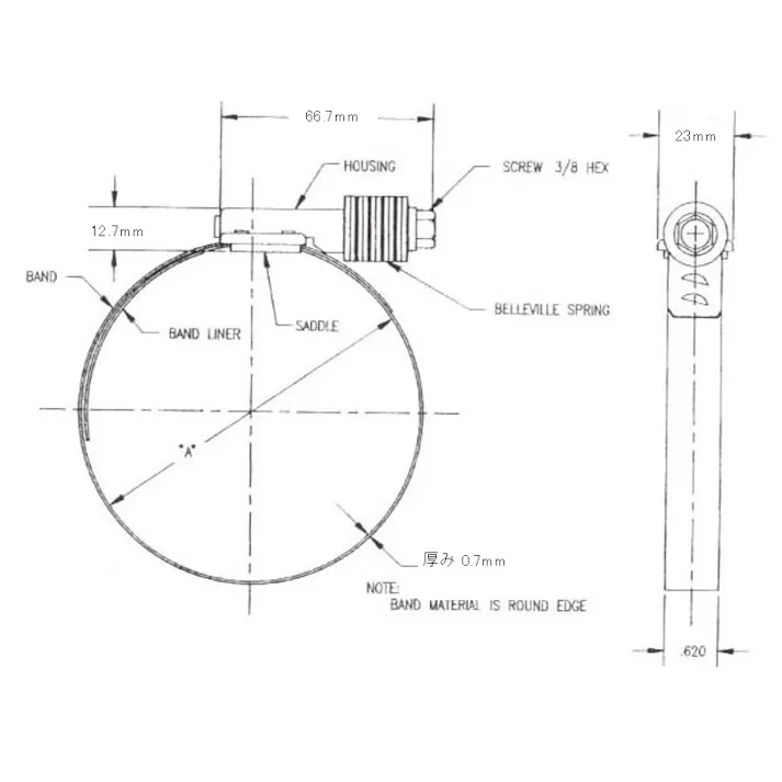 コンスタント・トルククランプ(ステンレス製) 146-168mm EA463CK-168 4518340713642【別送品】