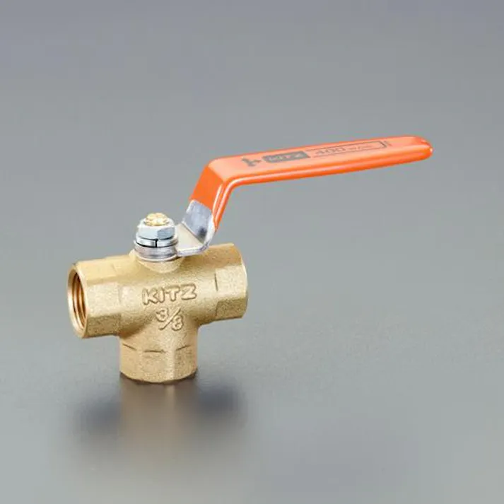 ESCO Rc1・1/2” 三方ボールバルブ(竪形/真鍮製) バルブ 4550061559253 EA470BA-314(CDC)【別送品】