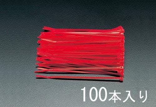 結束バンド(赤/100本) 200x4.6mm EA475C-200 4518340024007【別送品】