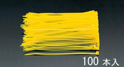 結束バンド(黄/100本) 100x2.5mm EA475E-100 4518340024045【別送品】