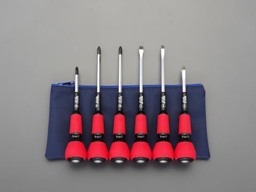 ESCOオリジナル ドライバー(パワーG貫通柄・ケース付) [+-] 6本組 EA557AK-600 4518340941694【別送品】