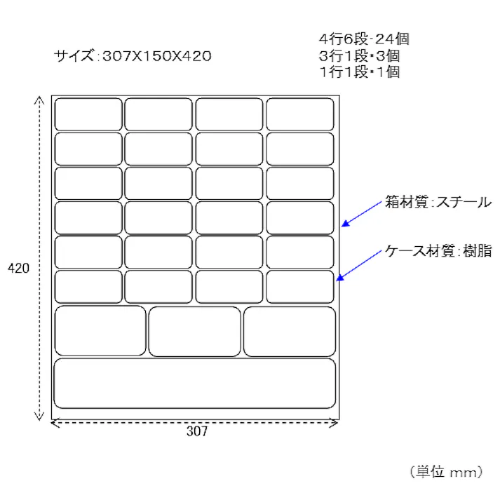 パーツキャビネット 307x150x420mm/8列 28個 EA661BB-4 4518340063600【別送品】