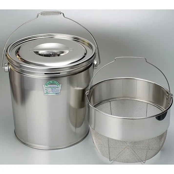 ESCO φ300x345mm/18L 取手付タンク(カゴ付/ステンレス製) EA508SF-32(CDC)【別送品】