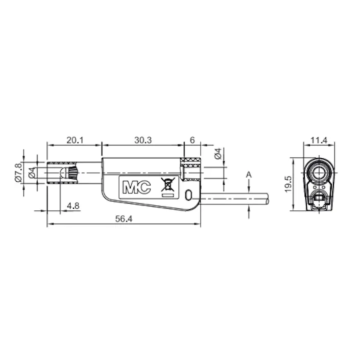 テストリード用プラグ(スタック接続/黒) φ4mm EA707NC-201 4550061980453【別送品】