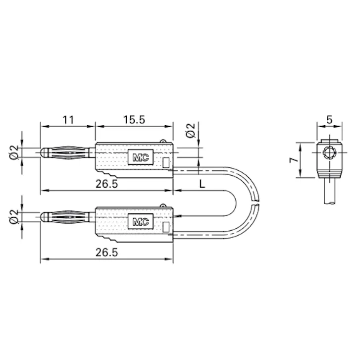 テストリード(スタック接続/青) φ2mm/450mm EA707NC-333 4518340118454【別送品】