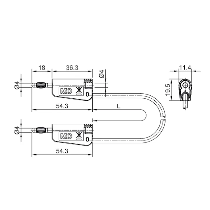 テストリード(スタック接続/黄) φ4mmx750mm EA707NC-484 4518340104655【別送品】