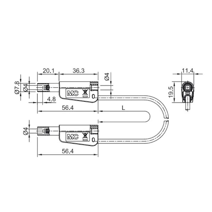 テストリード(スタック接続/青) φ4mm/1500mm EA707NC-563 4518340122253【別送品】