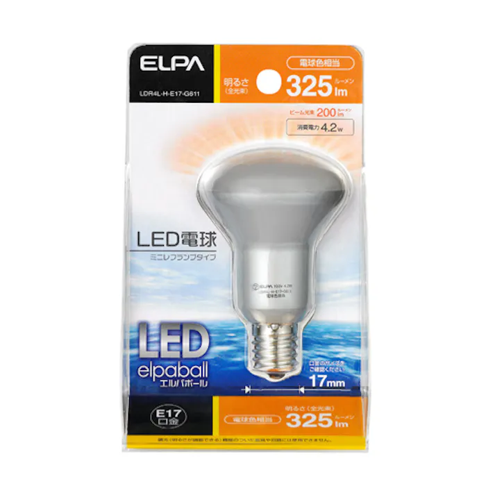 朝日電器(ELPA) 電球(LED/ミニレフ形/電球色) AC100V/4.2W/E17 EA758XA-80 4518340121461【別送品】
