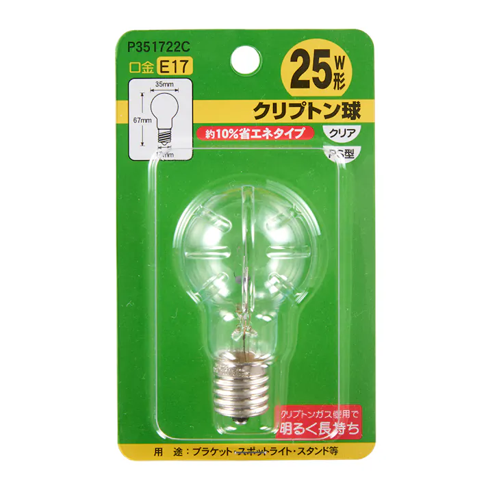 ヤザワコーポレーション 電球/ミニクリプトン(クリア) AC110V/22W/E17 EA758XJ-51 4518340160514【別送品】
