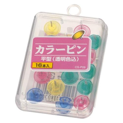 ライオン事務器(LION) カラーピン(平型/16本) [透明色込] EA762FC-217 4518340065413【別送品】