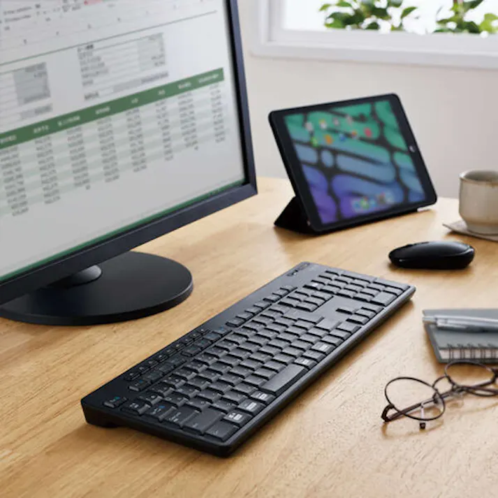 エレコム Bluetoothキーボード(抗菌/静音) 443x140x27mm EA764AB-265 4518340164161【別送品】