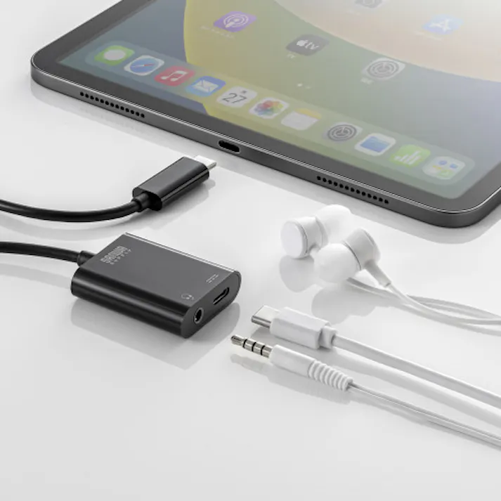 サンワサプライ オーディオ変換アダプタ(TypeC/USB PD対応) 120mm EA764AC-130 4518340166691【別送品】