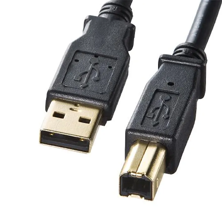 サンワサプライ 1.0m USBケーブル(A-B/2.0対応/金メッキ/黒) EA764AJ-80A(CDC)【別送品】