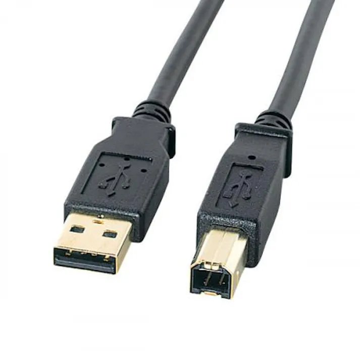 サンワサプライ 5.0m USBケーブル(A-B/2.0対応/金メッキ/黒) EA764AJ-84A(CDC)【別送品】