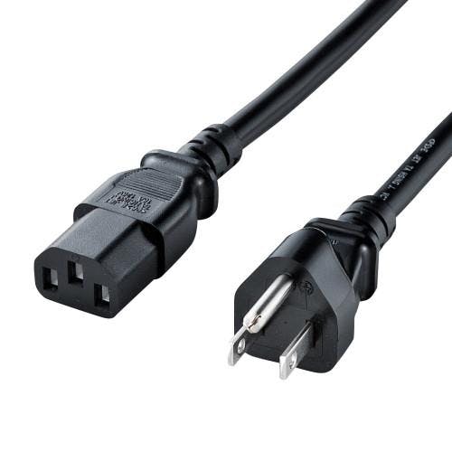 サンワサプライ 電源コード(コンセントPC接続用/黒) 125V/15Ax2m EA764CD-46 4518340184527【別送品】