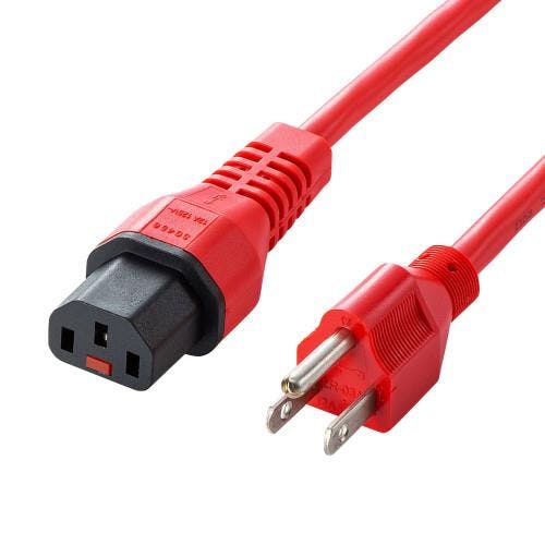サンワサプライ 電源コード(コンセントPC接続/抜止赤) 125V/12Ax1m EA764CD-69 4518340129092【別送品】