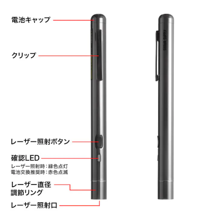 サンワサプライ グリーンレーザーポインター 13x151x13mm EA780XP-63A 4550061255681【別送品】