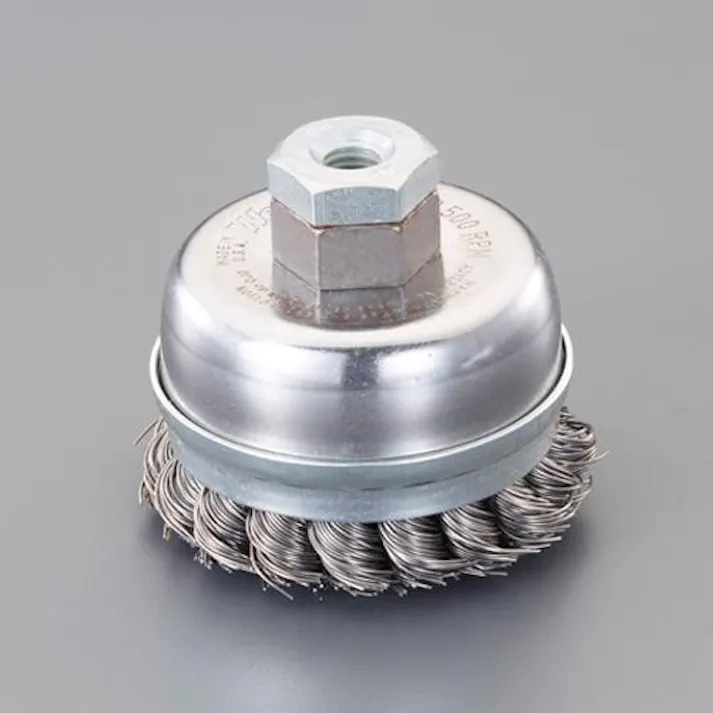 ESCO 70mm/M10 ワイヤーブラシ(カップ型/スチール製) EA809YL-23(CDC)【別送品】