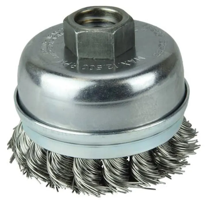 ESCO 70mm/M10 ワイヤーブラシ(カップ型/ステレンス製) EA809YL-24(CDC)【別送品】