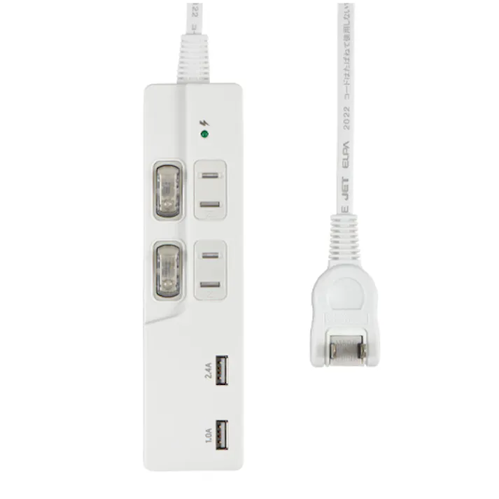 朝日電器(ELPA) テーブルタップ(USBポート/個別スイッチ付) 100V/14Ax2m EA815GL-21A 4550061415009【別送品】