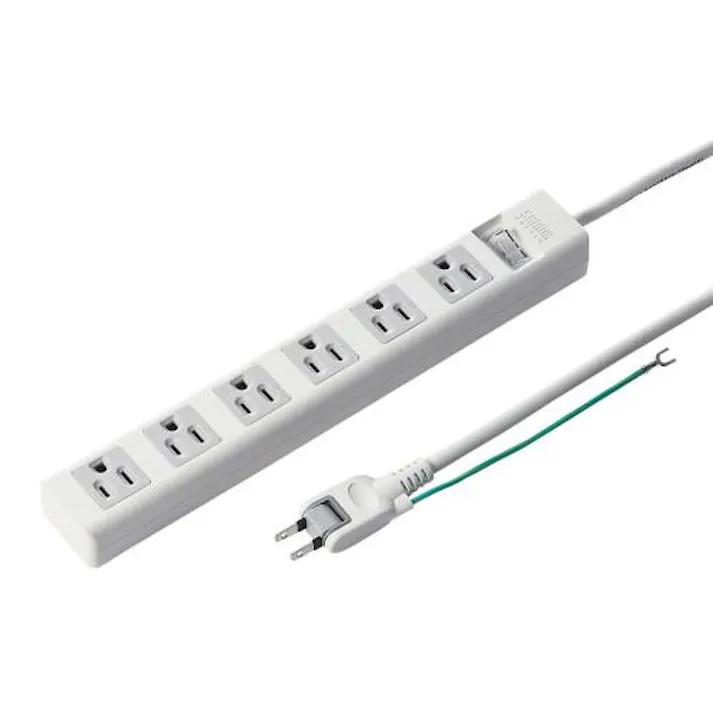 サンワサプライ AC125V/15Ax2.5m タップ(6口/3P/一括スイッチ付) EA815GM-285(CDC)【別送品】