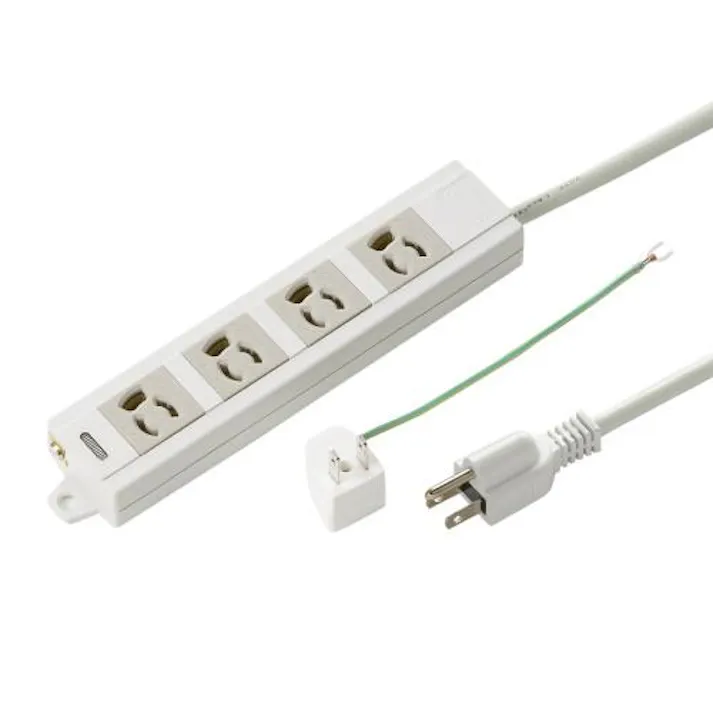 サンワサプライ タップ(4口/3P/変換アダプタ付) AC125V/15Ax5m EA815GM-293 4518340132719【別送品】