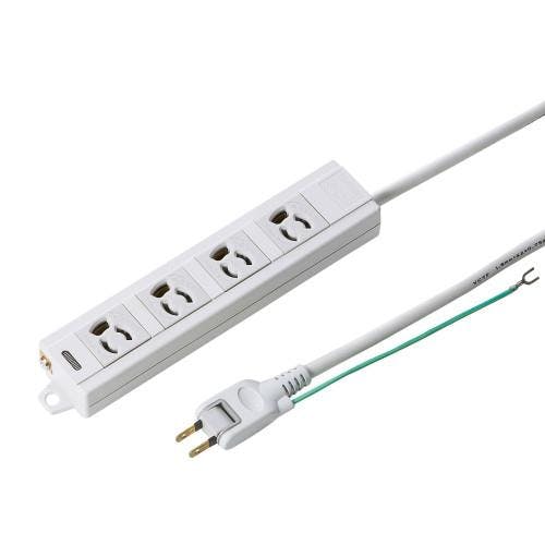 サンワサプライ タップ(4口/3P/絶縁キャップ付) AC125V/15Ax1m EA815GM-295 4518340134195【別送品】
