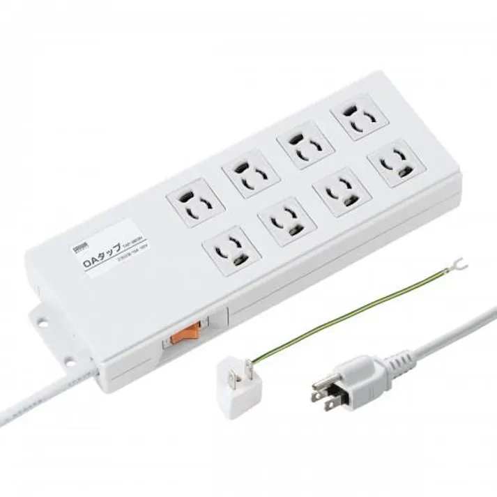 サンワサプライ タップ(ノイズフィルタ/一括スイッチ/BOX型) 2m/8口3P EA815GM-339 4518340109315【別送品】