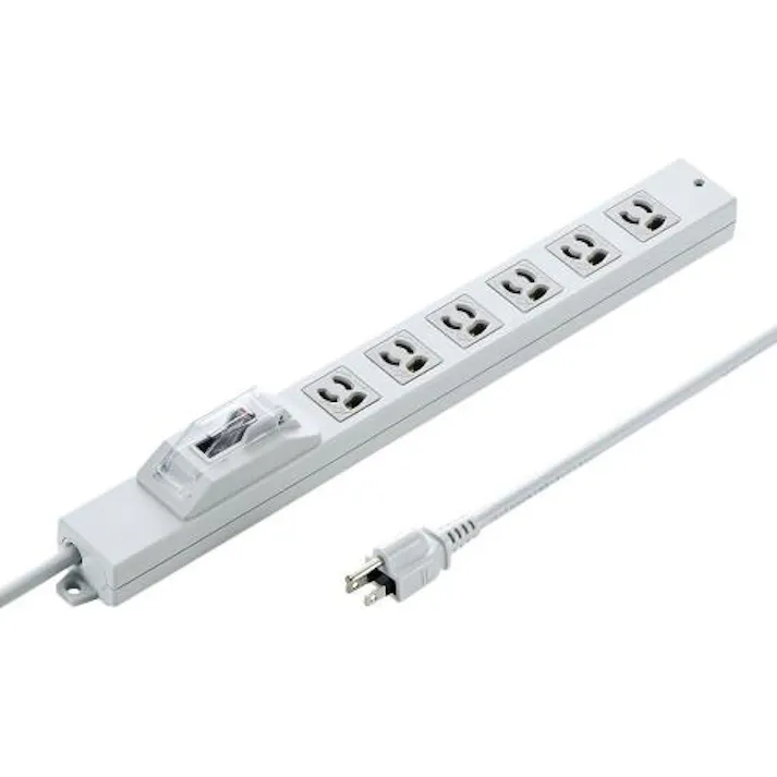 サンワサプライ AC125V/15Ax1m タップ(6口/3P/安全ブレーカー) EA815GM-351(CDC)【別送品】