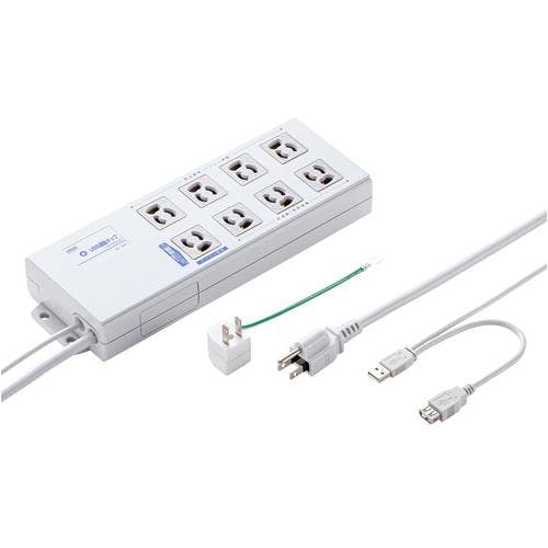 サンワサプライ USB連動タップ(8口/BOX型) 125V/15Ax2m EA815GM-389 4518340112193【別送品】