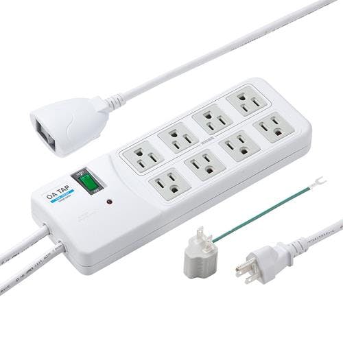 サンワサプライ タップ(8口/4口連動手元スイッチ/雷ガード) 2.5m EA815GM-394 4518340112179【別送品】