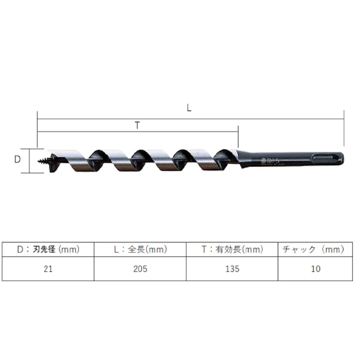 大西工業 木工用ドリルビット(SDSプラス) 21.0x205mm EA824XA-21 4518340326996【別送品】